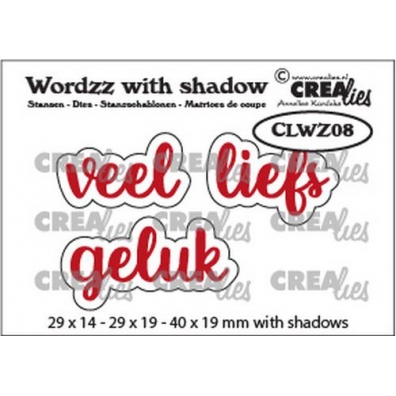 Crealies Wordzz with Shadow Veel Liefs