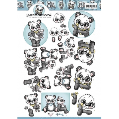 3D Knipvel - Yvonne Creations - Panda Hugs