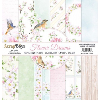 ScrapBoys Flower dreams paperpad 12 vel + cut out elements - DZ