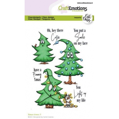 CraftEmotions clearstamps A6 - Xmas trees 1