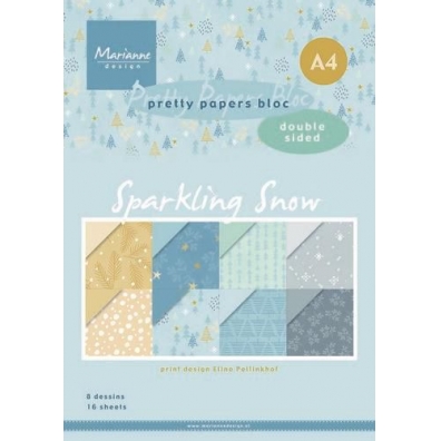 Marianne Design Eline's Paper pad Sparkling snow A4