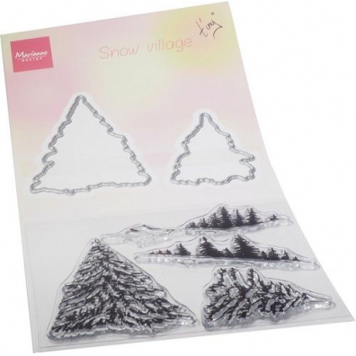 Marianne Design Clear Stamp&Die set Tiny's Sneeuw dorp