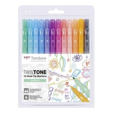 Tombow Twintone markers 12 stuks set pastel kleuren