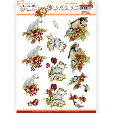 3D Push Out - Precious Marieke - Flowers & Friends - Red Flowers