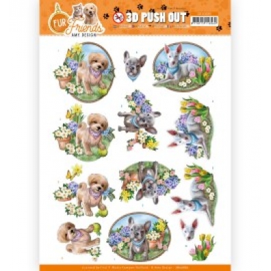 Amy Design - Fur Friends - 3D push Out - Dog in the Garden
