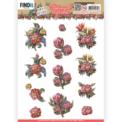 Botanical Garden - Amy Design - 3D Push Out - Red Protea