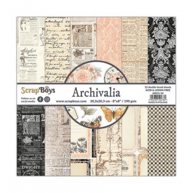 ScrapBoys Archivalia paperpad 12 vel - 190 grams 20,3x20,3cm