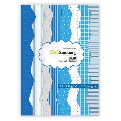 CraftEmotions Paper Pad Delft - blauw 24 vel A5