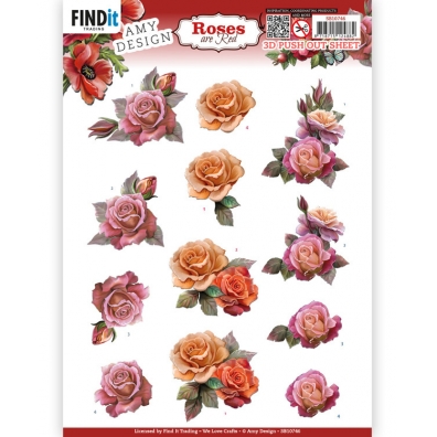 Amy Design - Roses are Red -  3D Push Out - Pink Roses