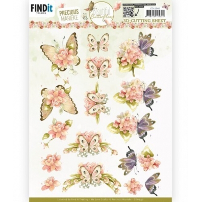 Precious Marieke - Beautiful Butterflies - 3D Knipvel - Pink