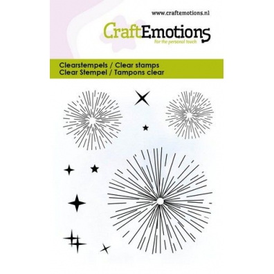 Craft Emotions clearstamps 6x7cm -  vuurwerk met sterren