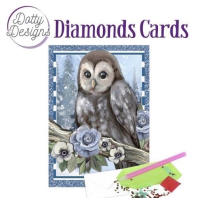 Diamonds Cards - Owl with Ice Flowers in the snow