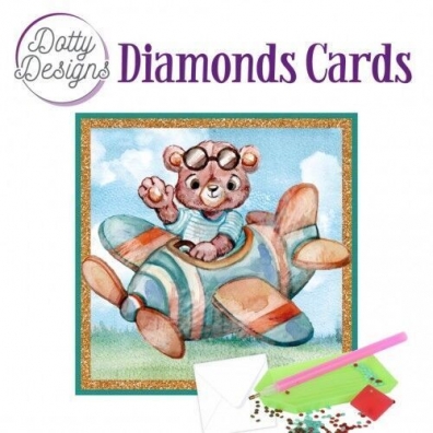 Diamonds Cards - Teddybear in Airplane