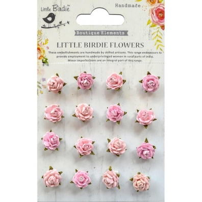 Little Birdie - Paper Flowers - Beaded Micro Roses Pearl Pink