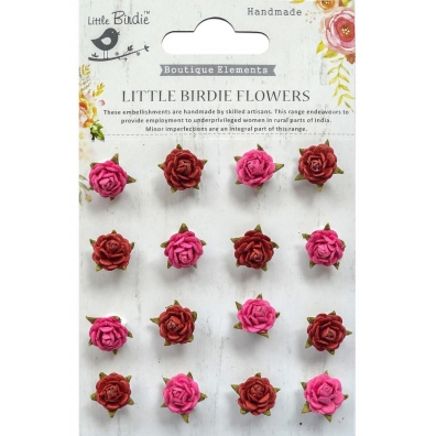 Little Birdie - Paper Flowers - Beaded Micro Roses Poppies