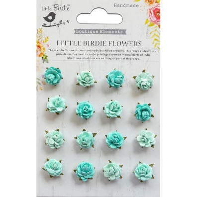 Little Birdie - Paper Flowers - Beaded Micro Roses Artic Ice