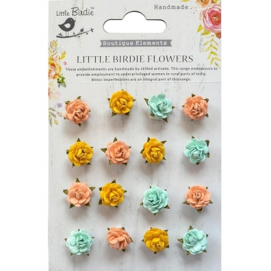 Little Birdie - Paper Flowers - Beaded Micro Roses Pastel Palette