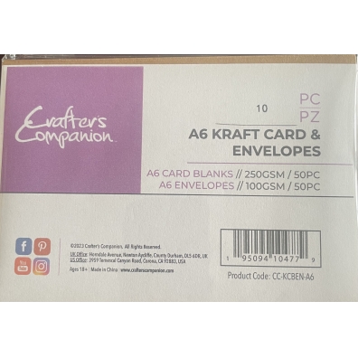 Crafters Companion 10 Cards & Envelopes A6 Kraft