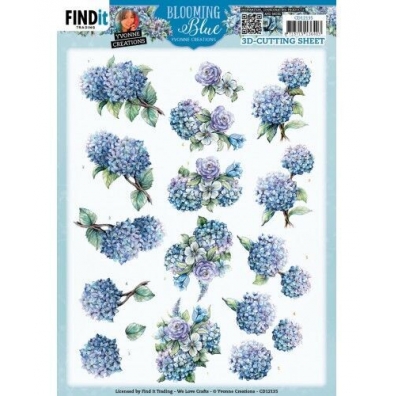 Blooming Blue - Yvonne Creations - 3D knipvel - Hydrangea