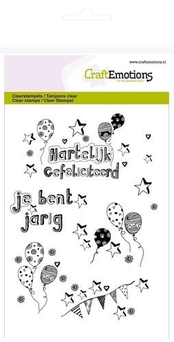 CraftEmotions clearstamps A6 - Jarig Ballonnen handlettering