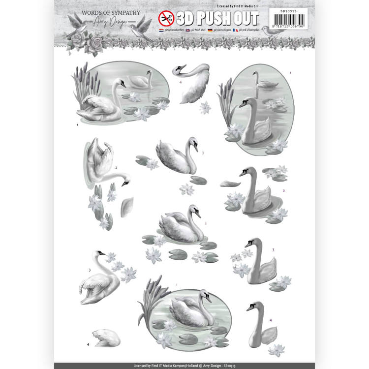 3D Push Out - Amy Design - Words of Sympathy - Sympathy Swans