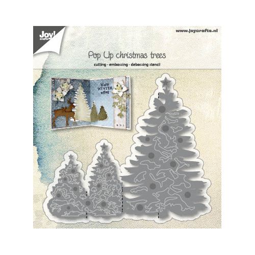 Snij-embos-debosstencil - Pop-up kerstbomen