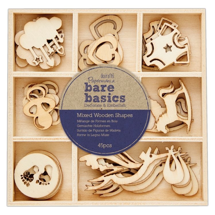 Mixed Wooden Shapes ( 45pcs) - Bare Basics - Baby