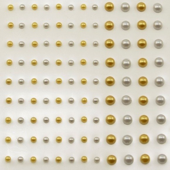 Parels zelfklevend 3 + 5 mm - zilver en goud