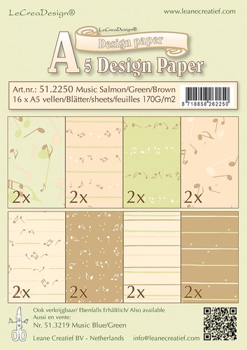 Design papier assortiment Music salmon/ green /brown