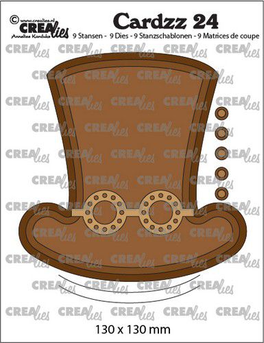 Crealies Cards no 24 Steampunk hoed + bril