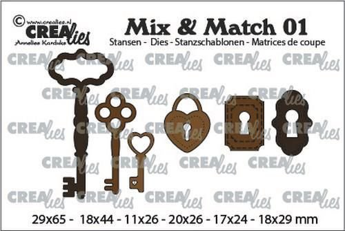 Crealies - Mix & Match nr 01 sleutels slot hangslot