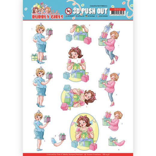 3D Pushout - Yvonne Creations - Bubbly Girls - Party - Decorating