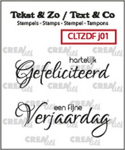 Crealies Clearstamp Tekst & Zo Font Jarig no 1