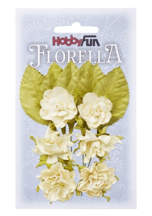 Florella bloem en blad creme, 3 cm