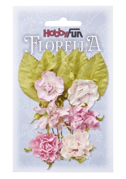 Florella bloem en blad zartrosa, 3 cm