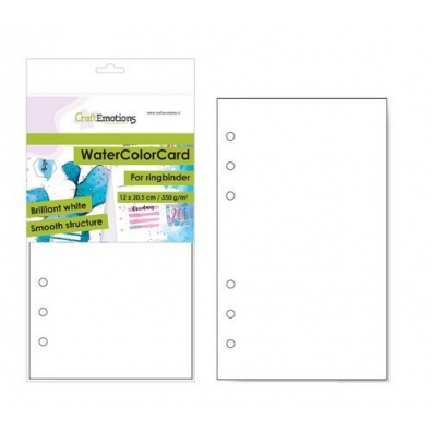 CraftEmotions WaterColorCard - bril. Ringband wit 10 vel