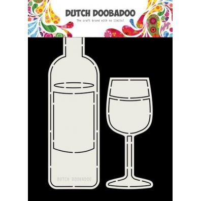 Dutch Doobadoo Card Art Wijn fles en glas A5