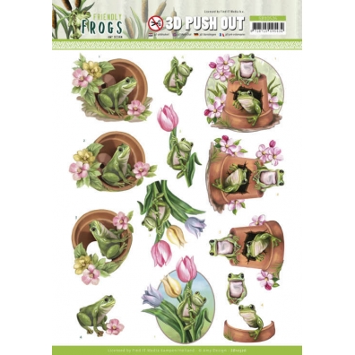 3D push out - Amy Design - Friendly Frogs - Flower Frogs