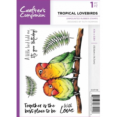 A6 Rubber Stamp - Tropical Lovebirds
