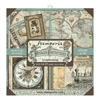 Stamperia - Voyages Fantastiques - 22 double faced sheets - 30,5x30,5cm