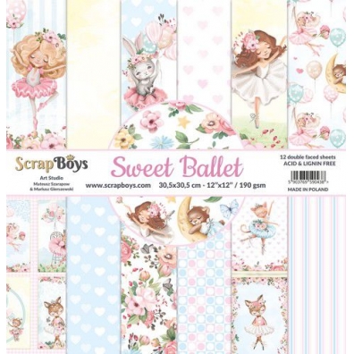 ScrapBoys Sweet Ballet paperset 12 vel + cut out elements - Dubbelzijdig